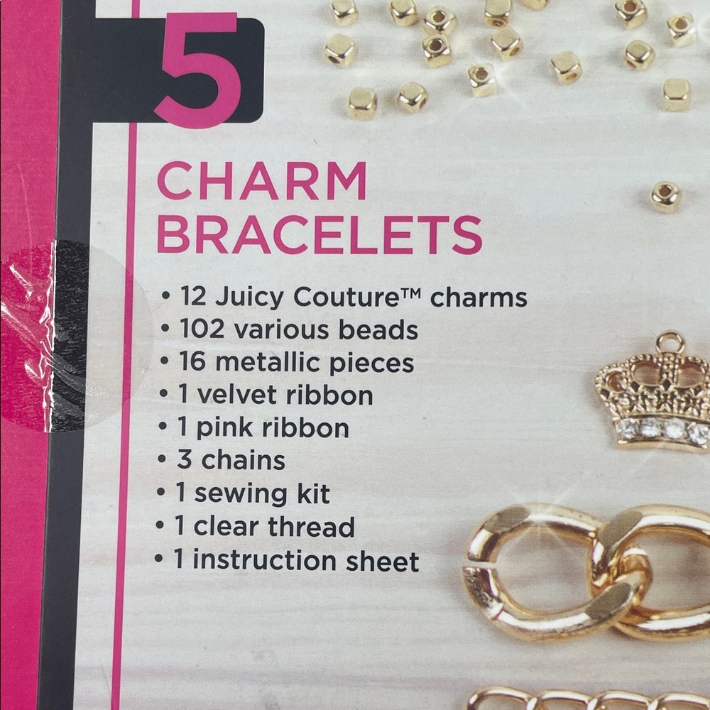 Juicy Couture Pink and Black Charm Bracelet Kit NWT - Picture 7 of 9